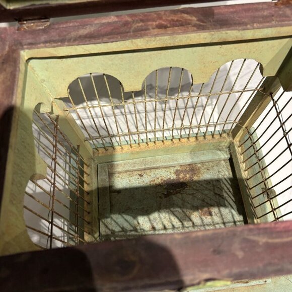 Victorias Vintage And Antiques Metal Wood Grapes Design Bird Cage Light Green OS - Picture 12 of 14